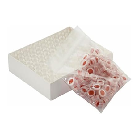 Cp Lab Safety. Wheaton 12X32 Clear Borosilicate Glass Vials Natural Cap Blue PTFE/Silicone Liner Case of 100 W225151-04